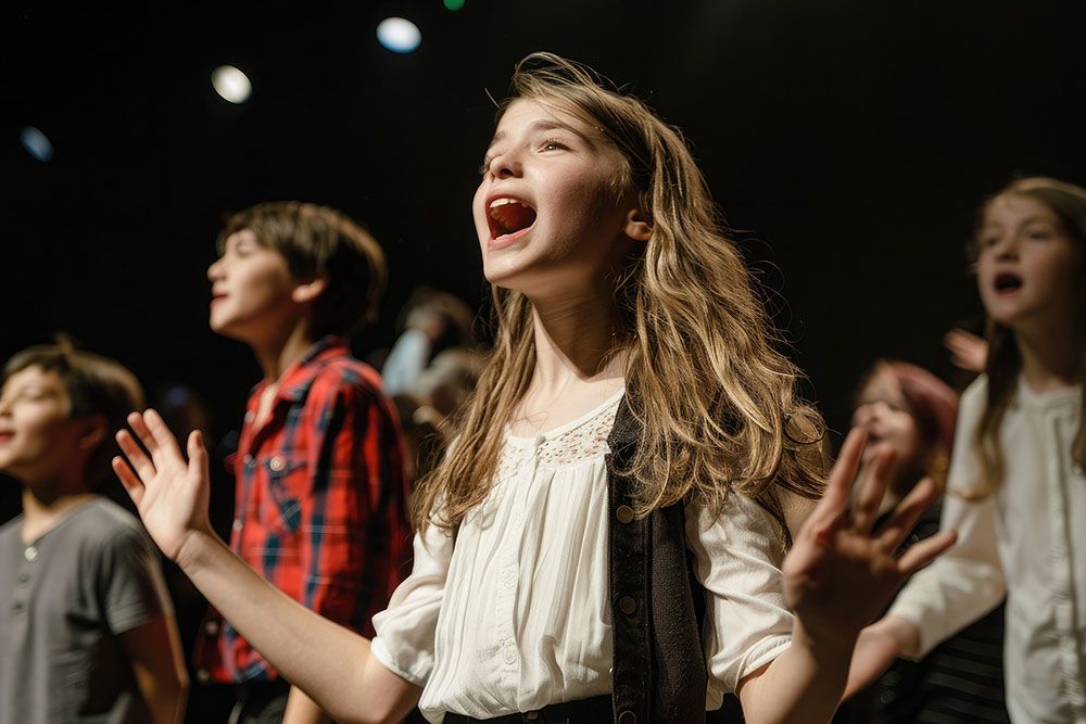Children singing on stage